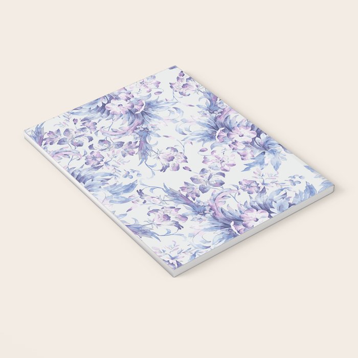 Elegant vintage pink lavender white blue floral Notebook Gallery Image 3