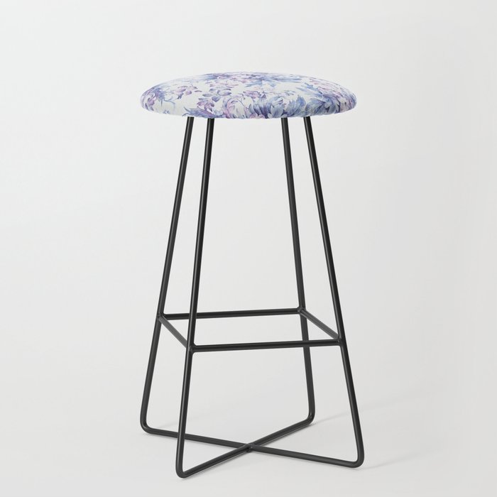 Elegant vintage pink lavender white blue floral Stool Gallery Image 1
