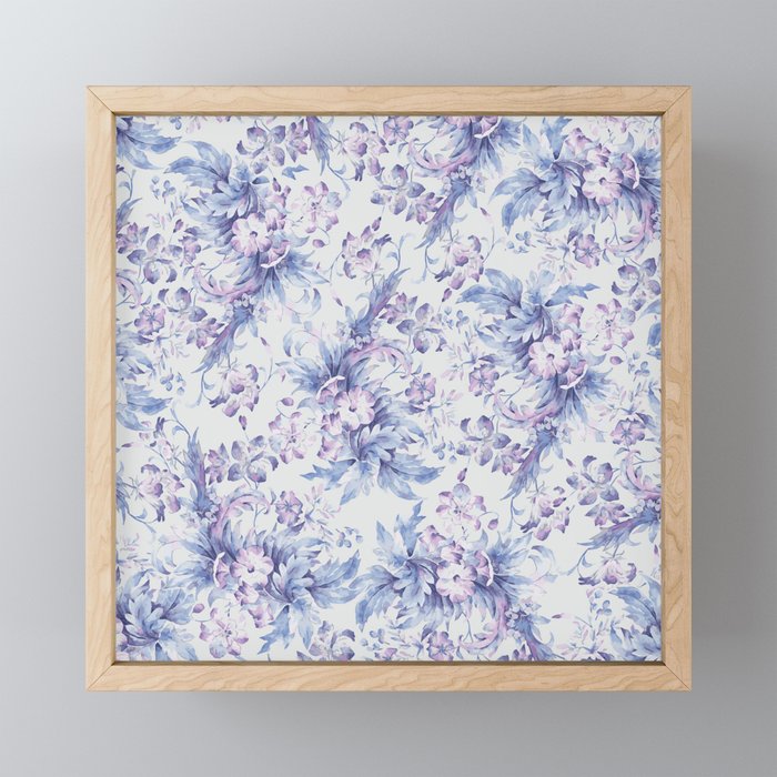 Elegant vintage pink lavender white blue floral Mini Art Print Gallery Image 1