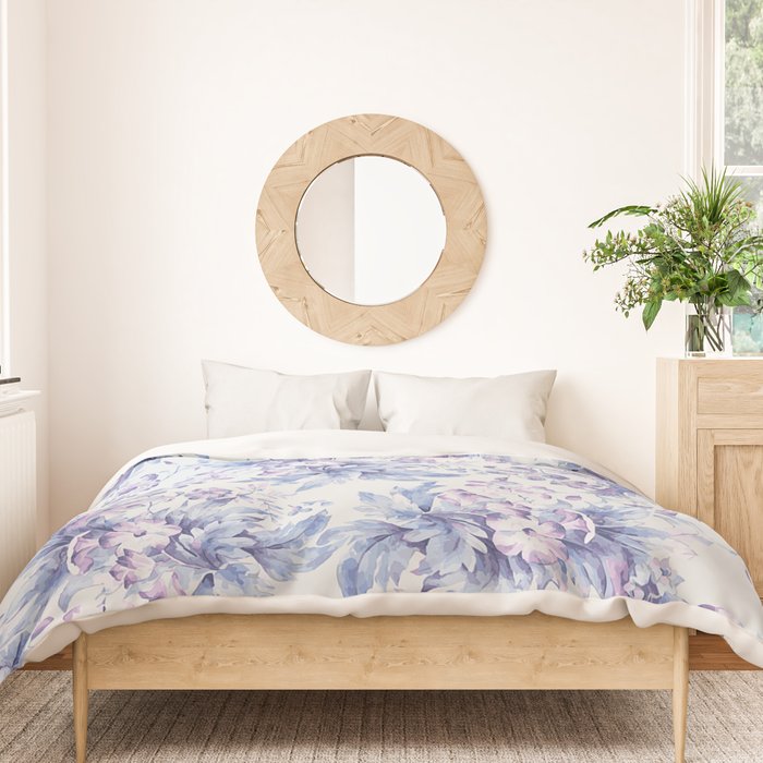 Elegant vintage pink lavender white blue floral Duvet Cover Gallery Image 3