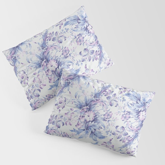 Elegant vintage pink lavender white blue floral Pillow Sham Gallery Image 1