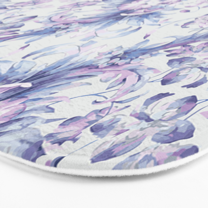 Elegant vintage pink lavender white blue floral Bath Mat Gallery Image 3