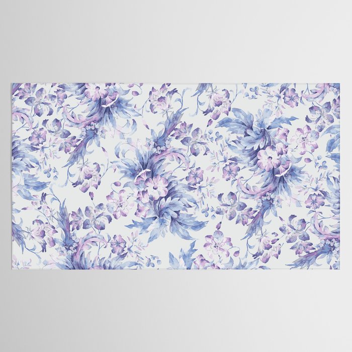 Elegant vintage pink lavender white blue floral Tablecloth Gallery Image 2