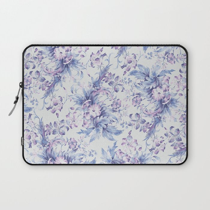 Elegant vintage pink lavender white blue floral Laptop Sleeve Gallery Image 1
