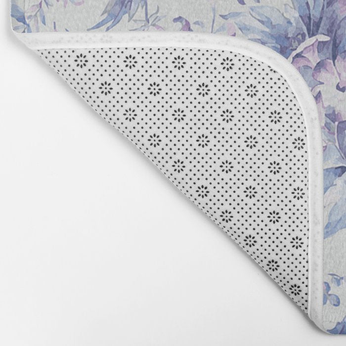 Elegant vintage pink lavender white blue floral Bath Mat Gallery Image 2