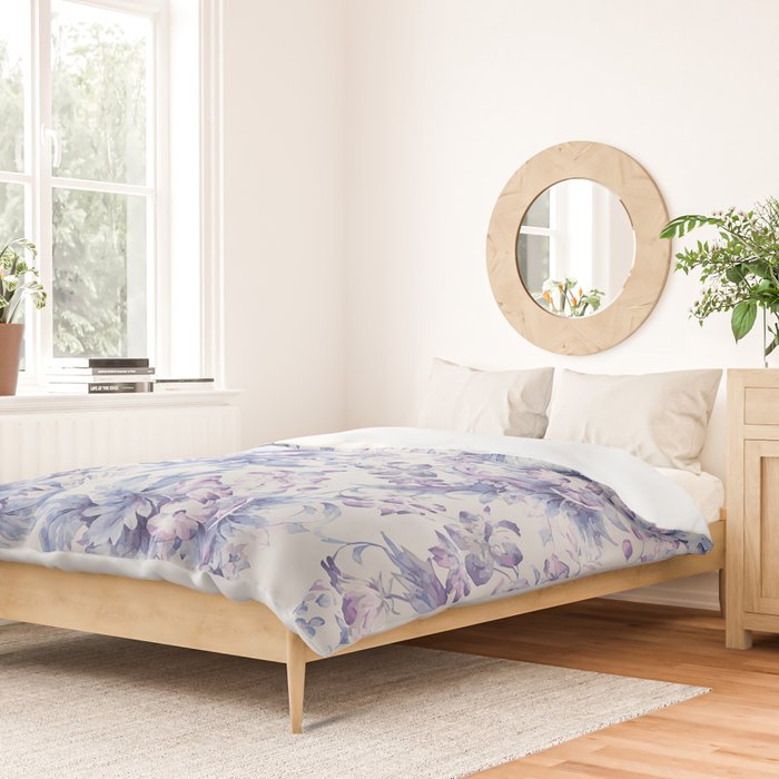 Elegant vintage pink lavender white blue floral Duvet Cover Gallery Image 2