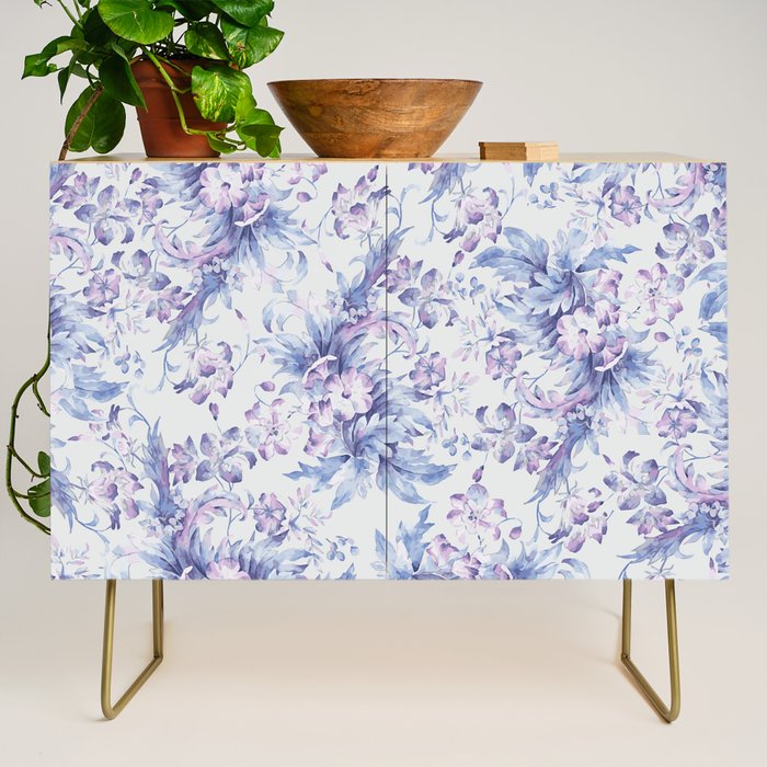 Elegant vintage pink lavender white blue floral Credenza Gallery Image 1
