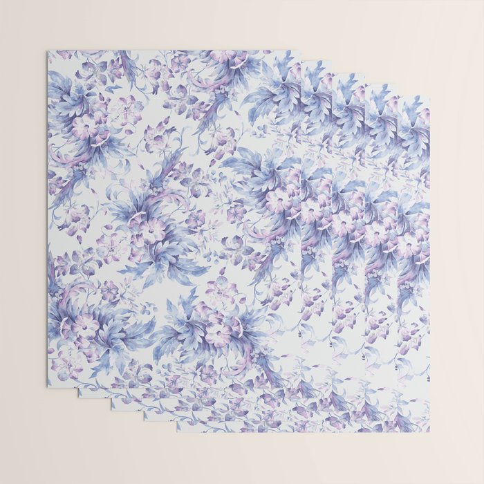 Elegant vintage pink lavender white blue floral Wrapping Paper Gallery Image 3