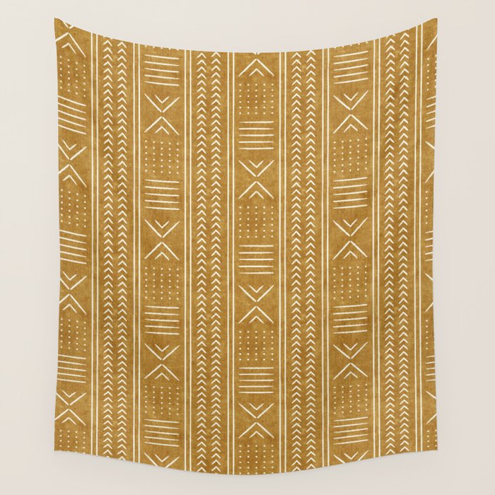 mustard mud cloth - arrow cross Wall Tapestry Gallery Image 4