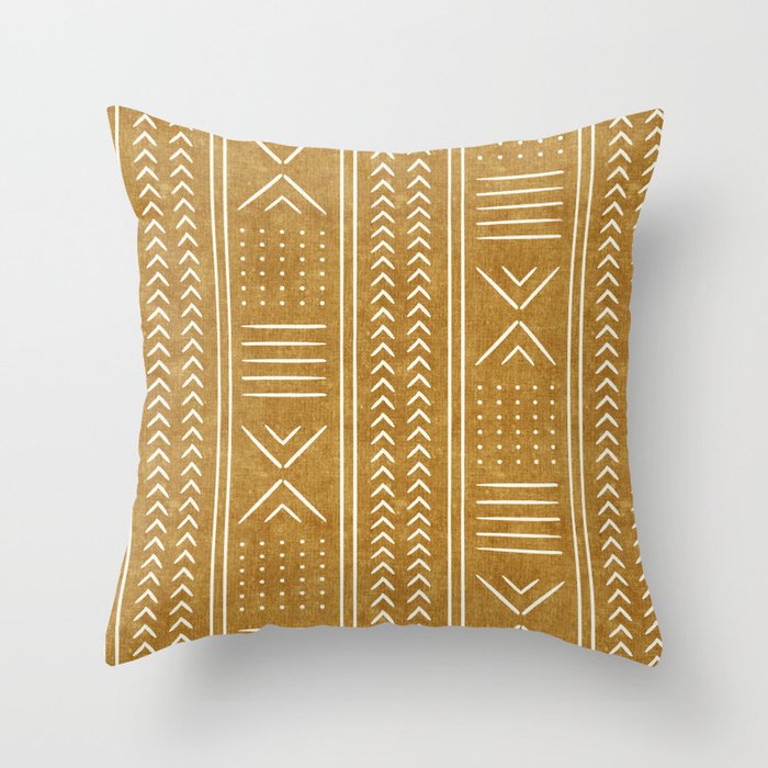 mustard mud cloth - arrow cross Throw Pillow Gallery Image 1