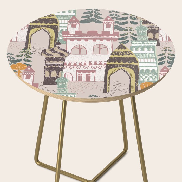 Block print Home pattern earthy colors Side Table Gallery Image 2