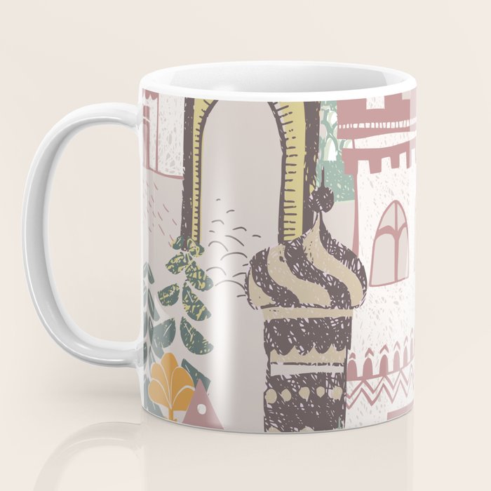 Block print Home pattern earthy colors Coffee Mug Gallery Image 3