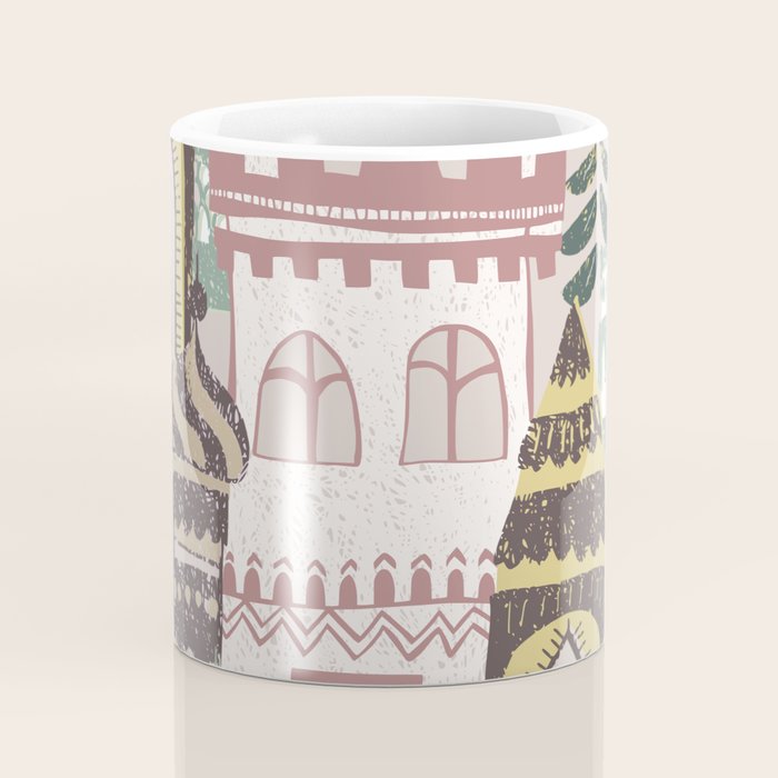 Block print Home pattern earthy colors Coffee Mug Gallery Image 4