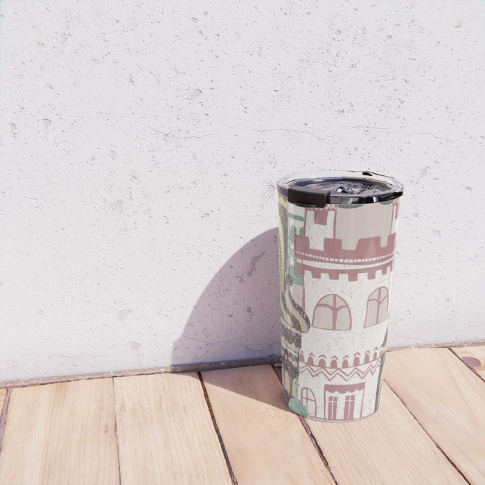 Block print Home pattern earthy colors Travel Mug Gallery Image 4