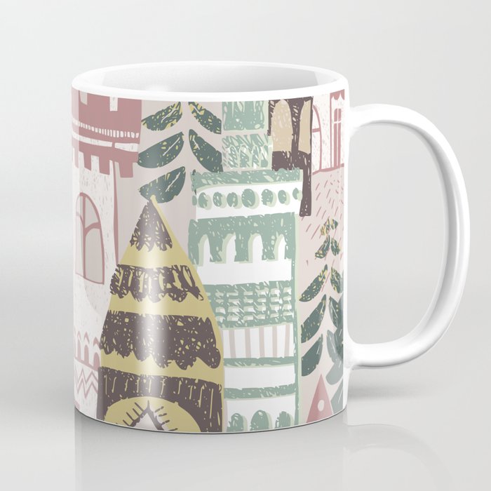 Block print Home pattern earthy colors Coffee Mug Gallery Image 1