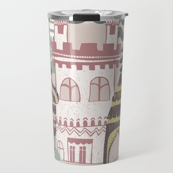 Block print Home pattern earthy colors Travel Mug Gallery Image 1