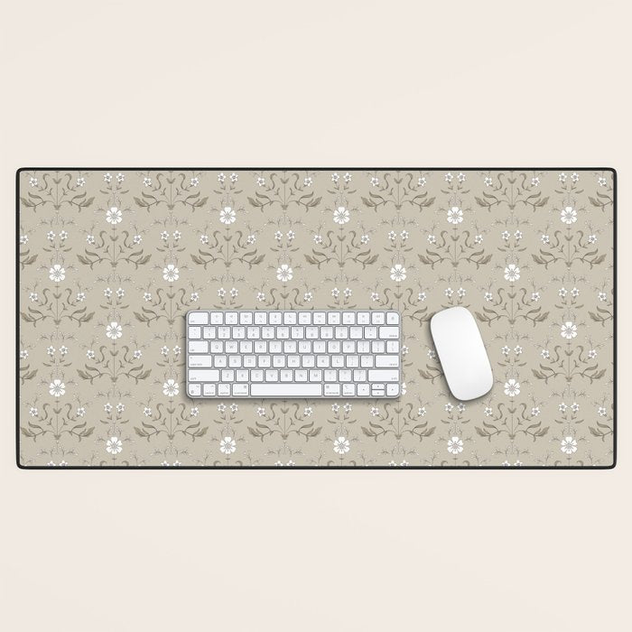 Vintage Cafe Floral - Oat Desk Mat Gallery Image 1