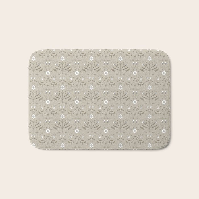 Vintage Cafe Floral - Oat Bath Mat Gallery Image 1
