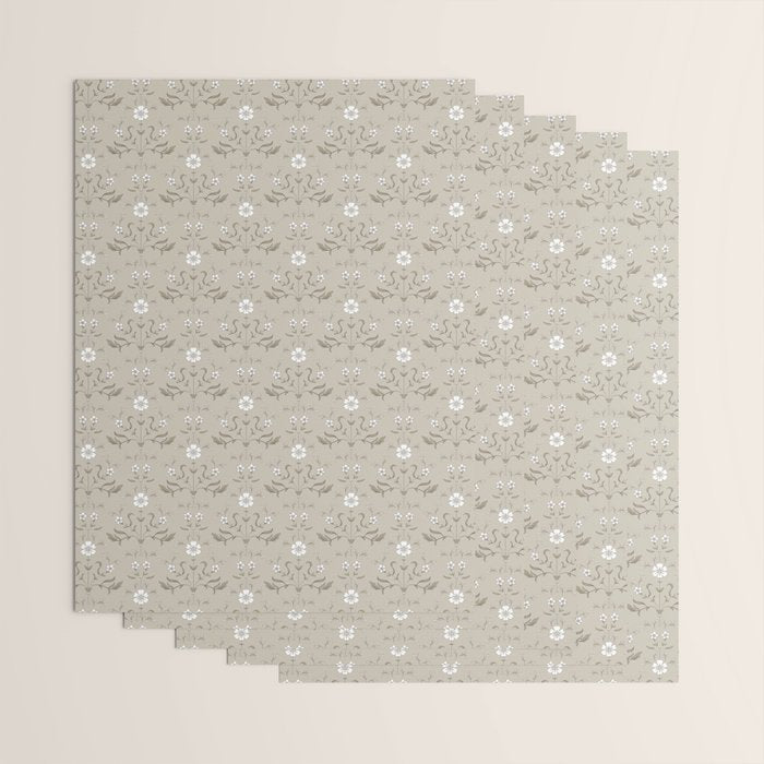 Vintage Cafe Floral - Oat Wrapping Paper Gallery Image 3