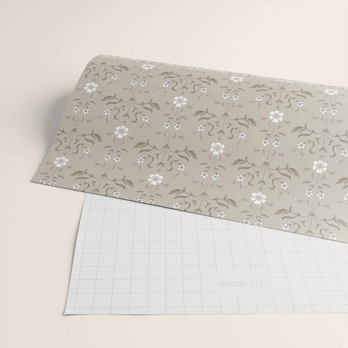 Vintage Cafe Floral - Oat Wrapping Paper Gallery Image 2