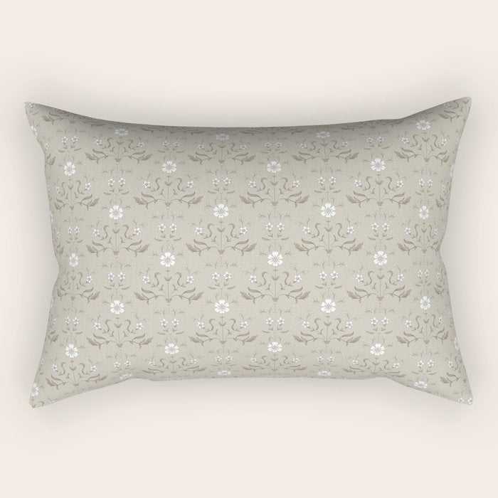 Vintage Cafe Floral - Oat Rectangular Pillow Gallery Image 2