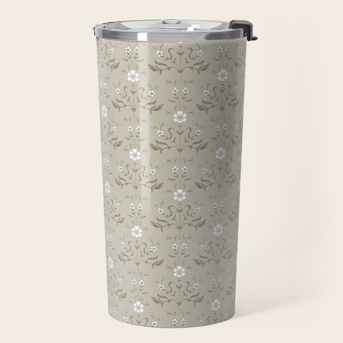 Vintage Cafe Floral - Oat Travel Mug Gallery Image 2