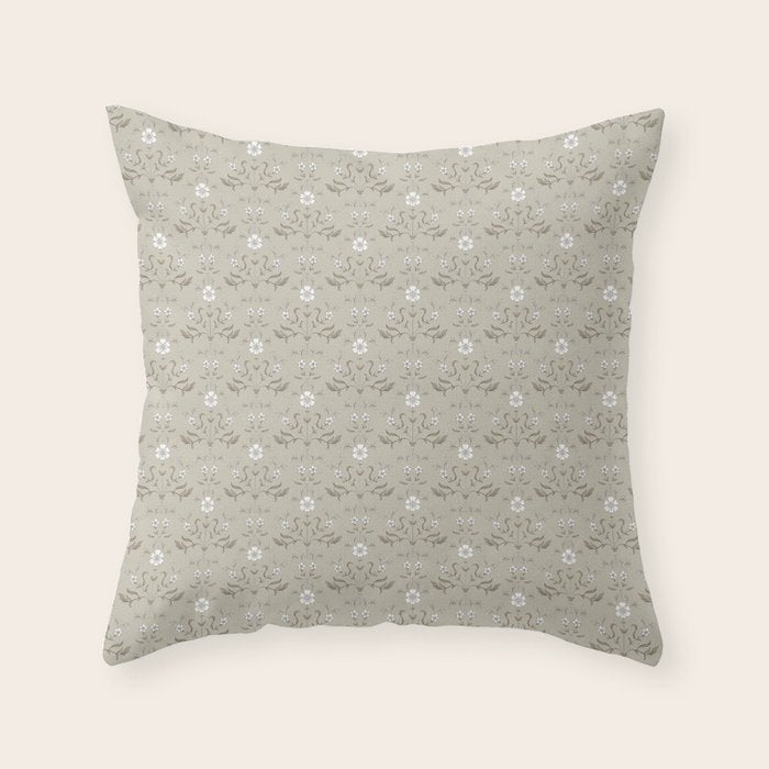 Vintage Cafe Floral - Oat Throw Pillow Gallery Image 6