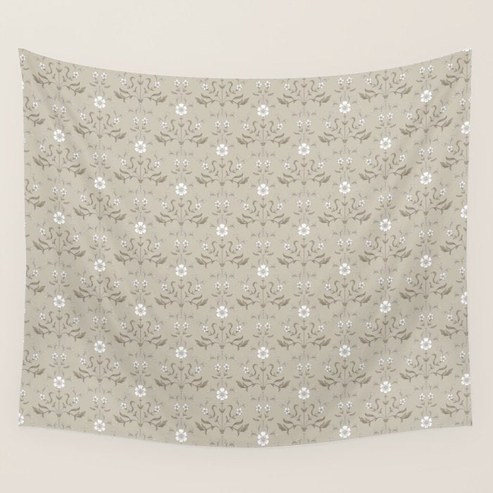 Vintage Cafe Floral - Oat Wall Tapestry Gallery Image 4
