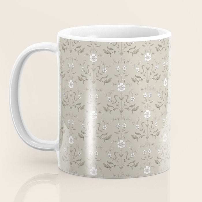 Vintage Cafe Floral - Oat Coffee Mug Gallery Image 3