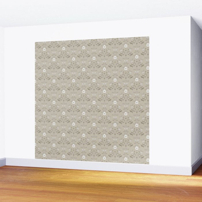 Vintage Cafe Floral - Oat Wall Mural Gallery Image 2