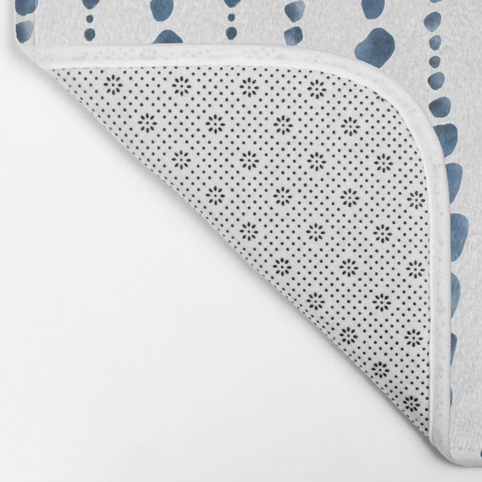 Shibori Minimalist Rain - Indigo Blue Tie Dye Scandi Style Bath Mat Gallery Image 2