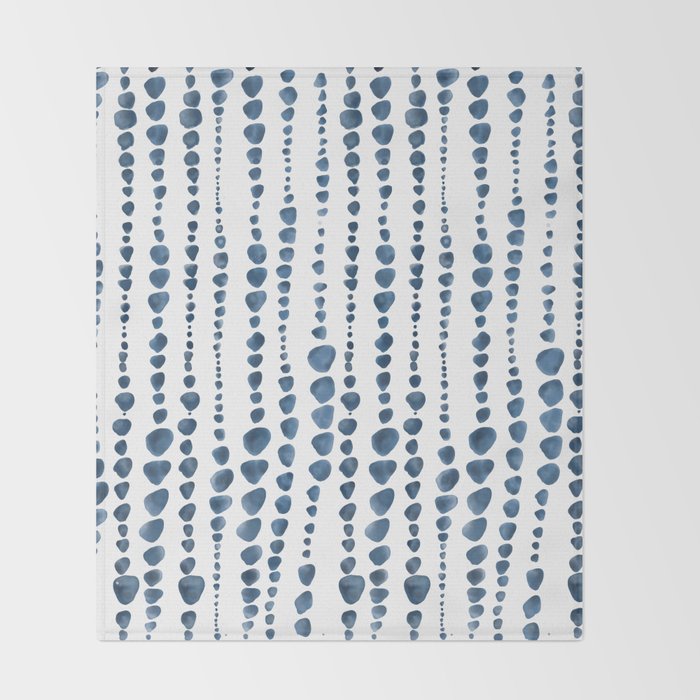 Shibori Minimalist Rain - Indigo Blue Tie Dye Scandi Style Throw Blanket Gallery Image 2