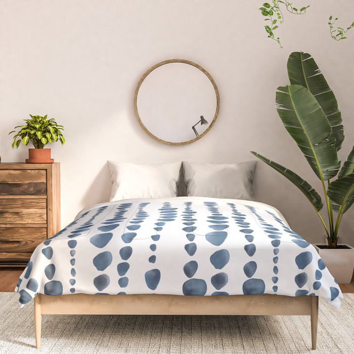 Shibori Minimalist Rain - Indigo Blue Tie Dye Scandi Style Comforter Gallery Image 3