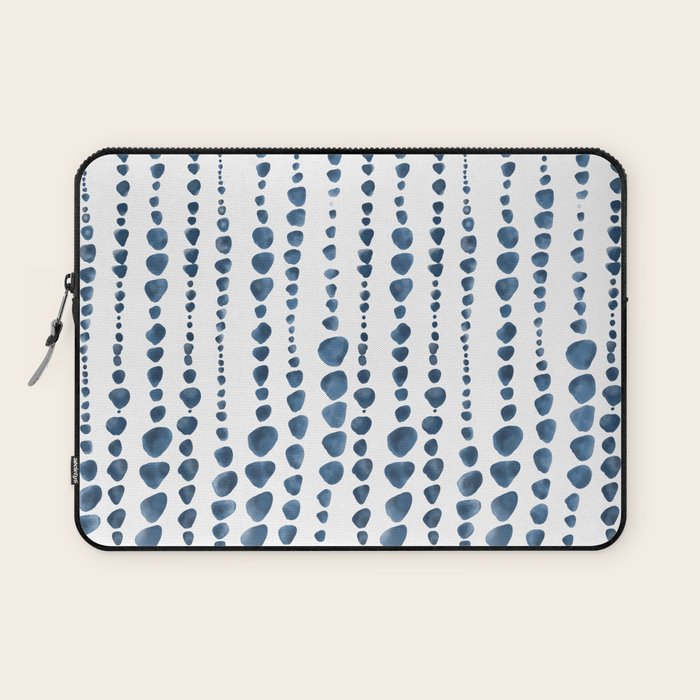 Shibori Minimalist Rain - Indigo Blue Tie Dye Scandi Style Laptop Sleeve Gallery Image 1