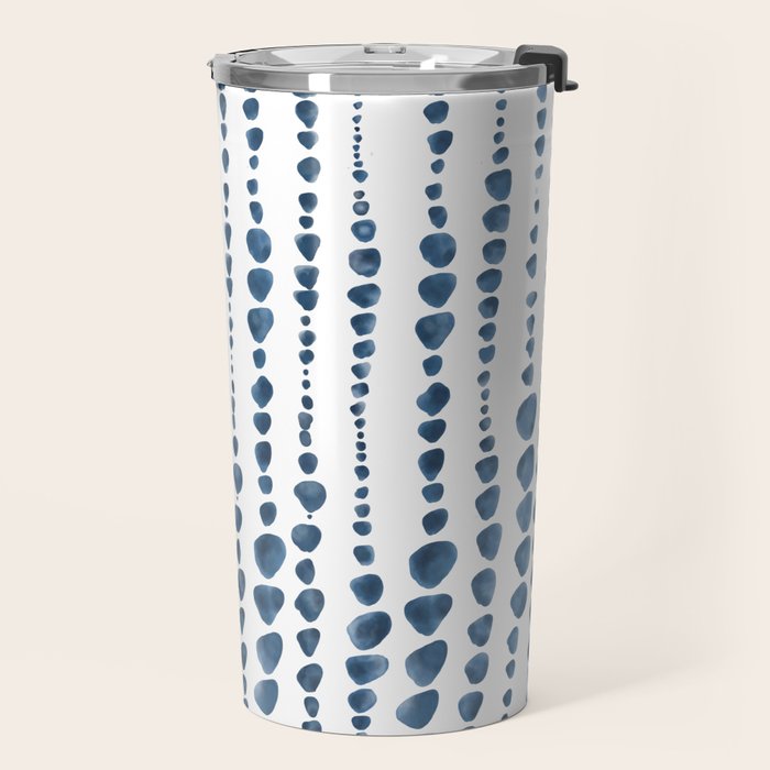 Shibori Minimalist Rain - Indigo Blue Tie Dye Scandi Style Travel Mug Gallery Image 2