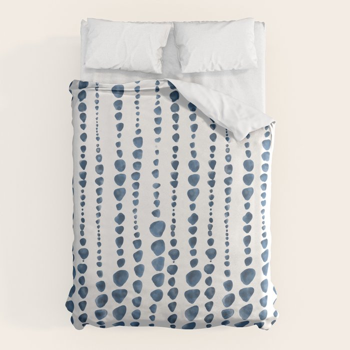 Shibori Minimalist Rain - Indigo Blue Tie Dye Scandi Style Duvet Cover Gallery Image 6