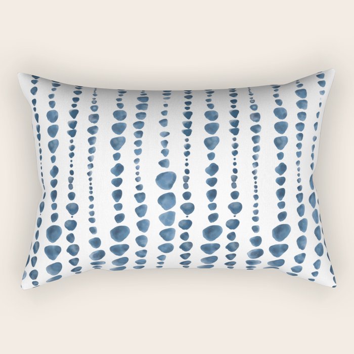 Shibori Minimalist Rain - Indigo Blue Tie Dye Scandi Style Rectangular Pillow Gallery Image 2