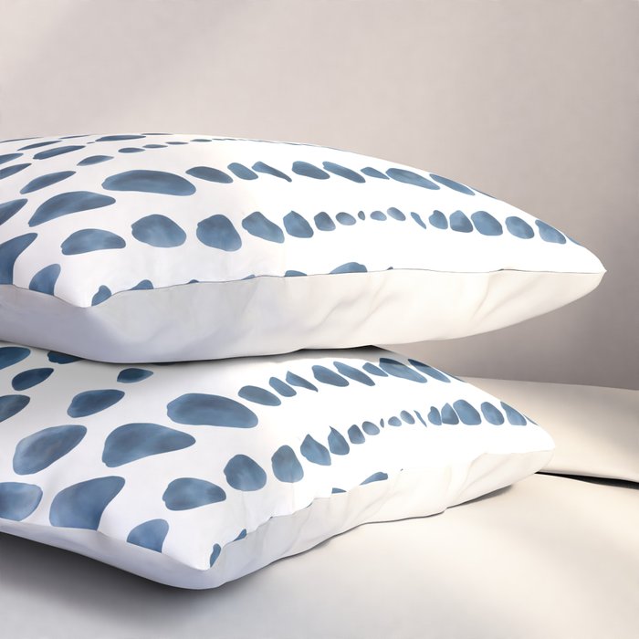 Shibori Minimalist Rain - Indigo Blue Tie Dye Scandi Style Pillow Sham Gallery Image 3