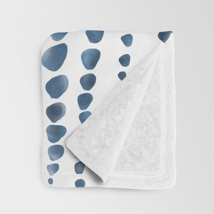 Shibori Minimalist Rain - Indigo Blue Tie Dye Scandi Style Throw Blanket Gallery Image 3