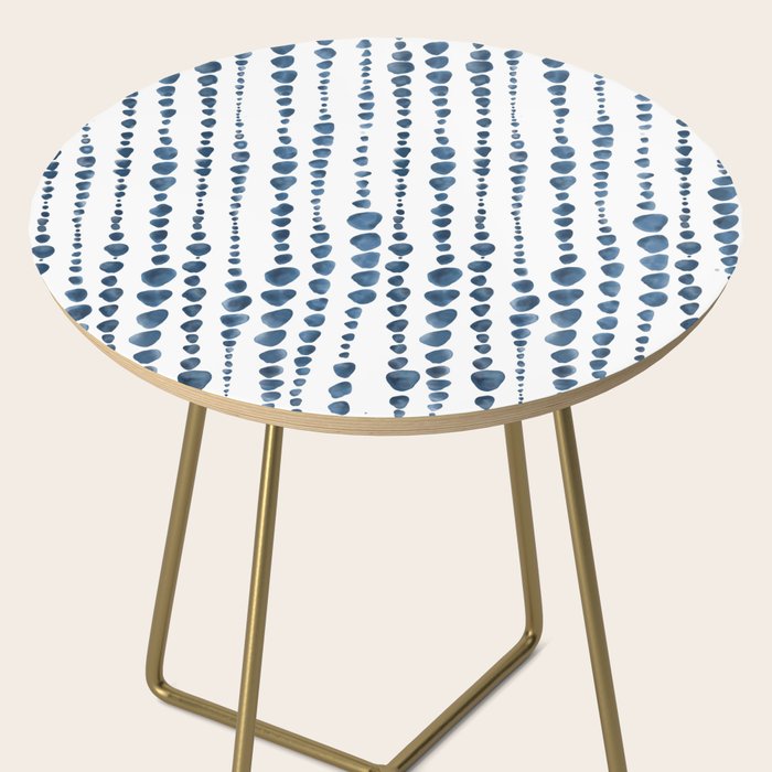Shibori Minimalist Rain - Indigo Blue Tie Dye Scandi Style Side Table Gallery Image 2
