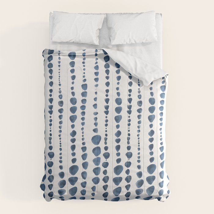 Shibori Minimalist Rain - Indigo Blue Tie Dye Scandi Style Comforter Gallery Image 6