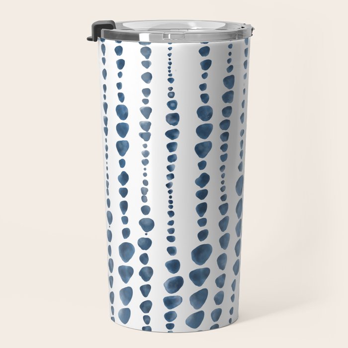 Shibori Minimalist Rain - Indigo Blue Tie Dye Scandi Style Travel Mug Gallery Image 3