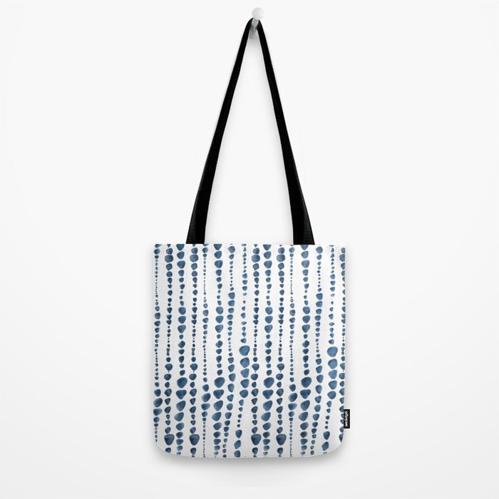 Shibori Minimalist Rain - Indigo Blue Tie Dye Scandi Style Tote Bag Gallery Image 2