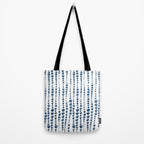 Shibori Minimalist Rain - Indigo Blue Tie Dye Scandi Style Tote Bag Gallery Image 2