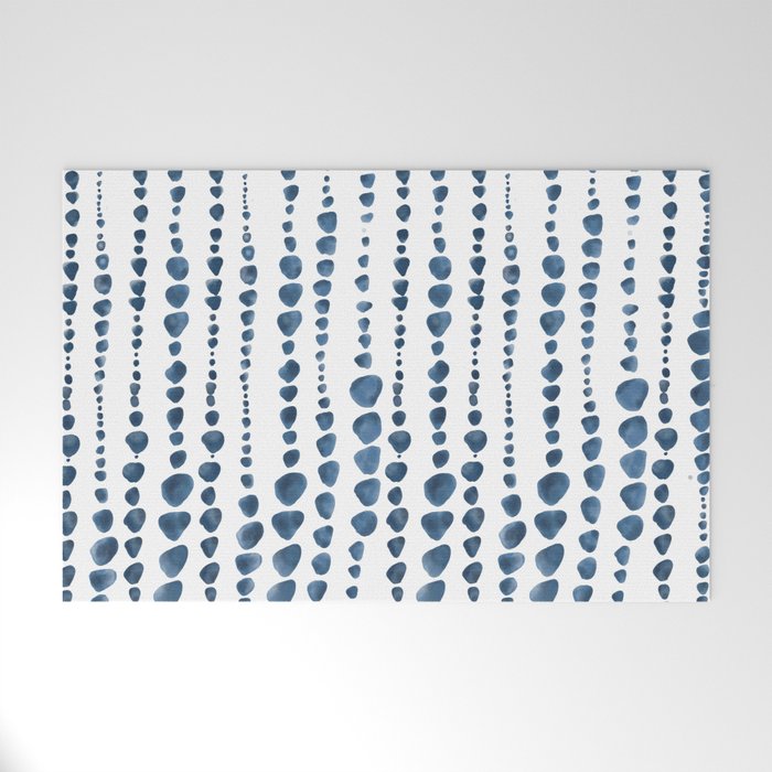 Shibori Minimalist Rain - Indigo Blue Tie Dye Scandi Style Welcome Mat Gallery Image 1