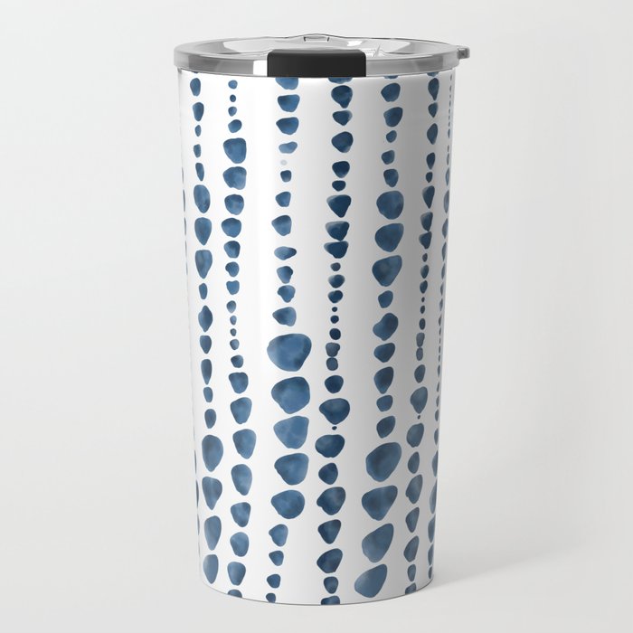 Shibori Minimalist Rain - Indigo Blue Tie Dye Scandi Style Travel Mug Gallery Image 1