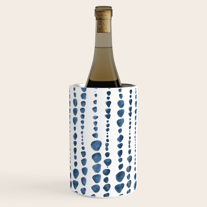 Shibori Minimalist Rain - Indigo Blue Tie Dye Scandi Style Wine Chiller Gallery Image 1