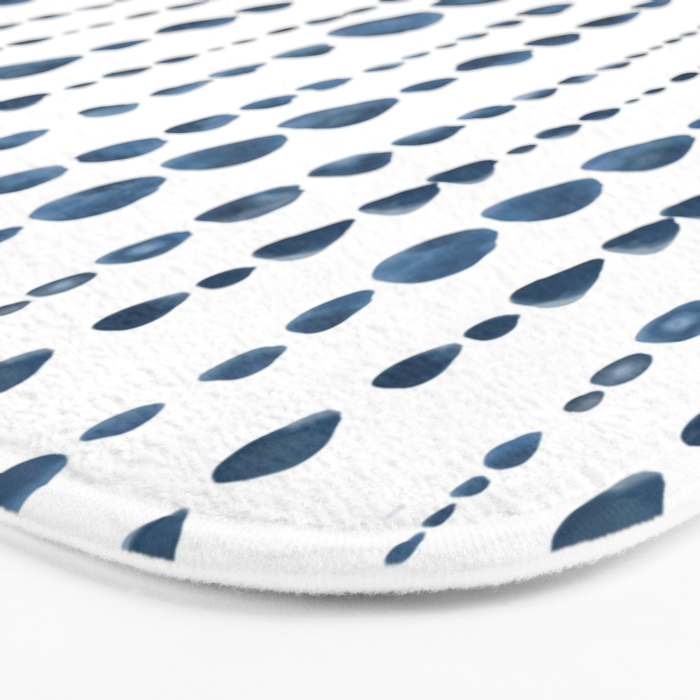 Shibori Minimalist Rain - Indigo Blue Tie Dye Scandi Style Bath Mat Gallery Image 3