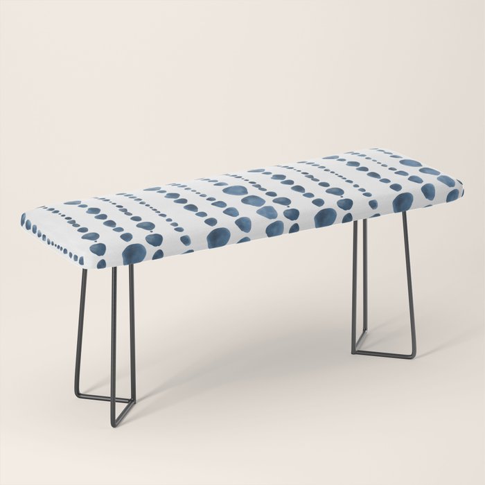 Shibori Minimalist Rain - Indigo Blue Tie Dye Scandi Style Bench Gallery Image 1