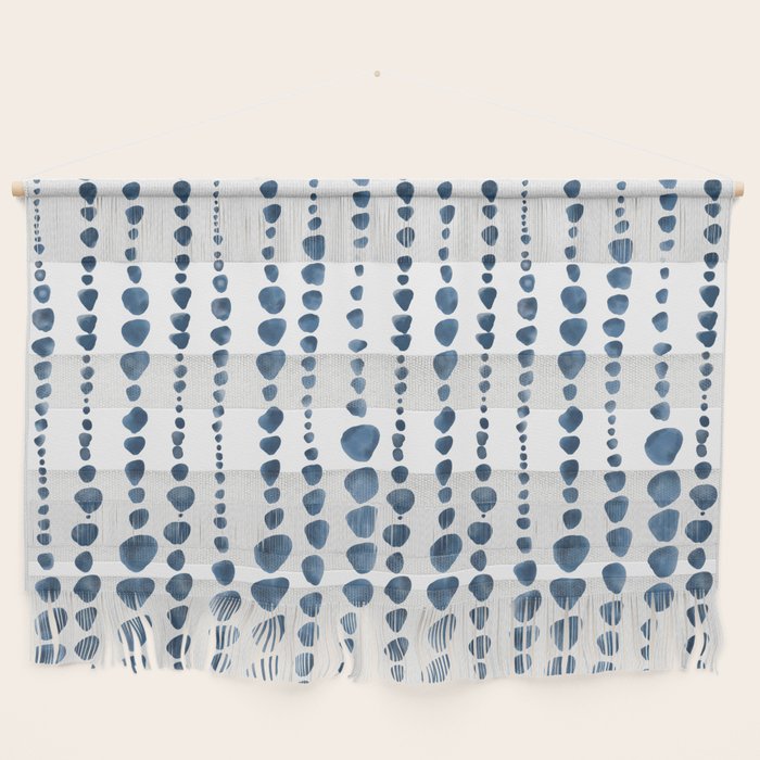 Shibori Minimalist Rain - Indigo Blue Tie Dye Scandi Style Wall Hanging Gallery Image 1